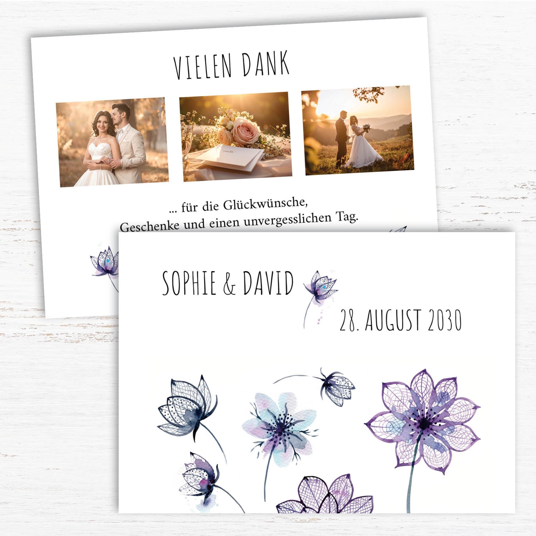 Danksagungskarten zur Hochzeit: Pastell love